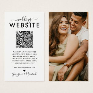 QR-kod Foto Bröllopswebbplats Inneslutningskort Visitkort