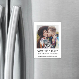 QR-kod & Foto Chic Enkel Bröllopsinbjudan Save the Magnetisk Inbjudningskort