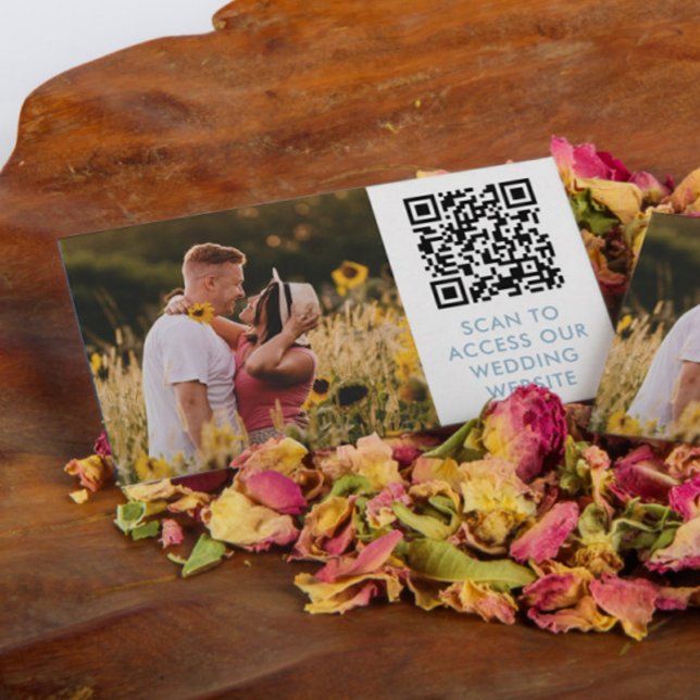 QR-kod &  Foto Dove Blå Bröllopswebbplats Detaljer Tilläggskort (Skapare uppladdad)