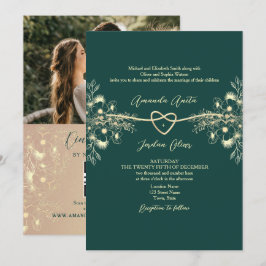 QR-kod Foto Emerald Grönt Guld Bröllop Inbjudningar