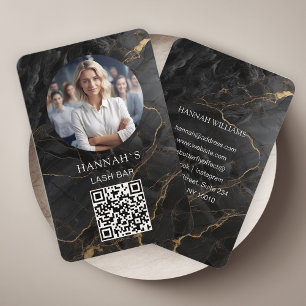 QR-kod, Foto, Marble, Black-Guld, Salon Visitkort
