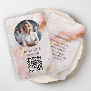 QR-kod, Foto, Marble, Rosa-Rosegold, Salon Visitkort