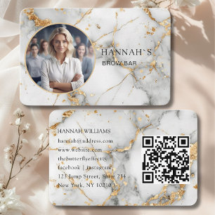 QR-kod, Foto, Marble, White-Guld, Salon Visitkort