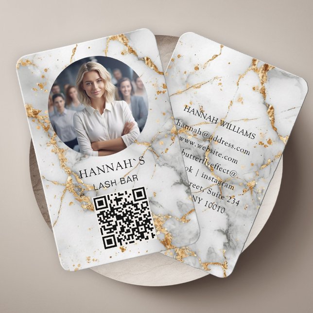 QR-kod, Foto, Marble, White-Guld, Salon Visitkort (Skapare uppladdad)
