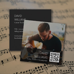 QR-kod Foto Musiklärare Sångare Låtskrivare Fyrkantigt Visitkort