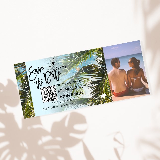 QR-kod Foto Spara datum Boarding Pass  Inbjudningar (Skapare uppladdad)