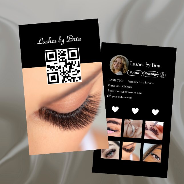 QR-kod fotokollage för ögonfransstylist Visitkort (Skapare uppladdad)