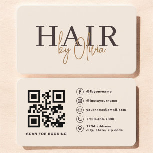 QR-kod Frisör Beige Neutral Typografi  Visitkort