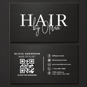 QR-kod frisör metallisk typografi  Visitkort