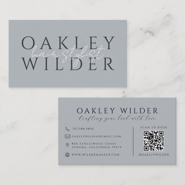 QR-kod Frisör Neutral Visitkort (Fram/baksida)