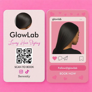 QR-kod Frisör Rosa Instagram-foto Visitkort