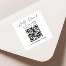 QR-kod Fyrkantig Retur Etikett | RSVP-dekal