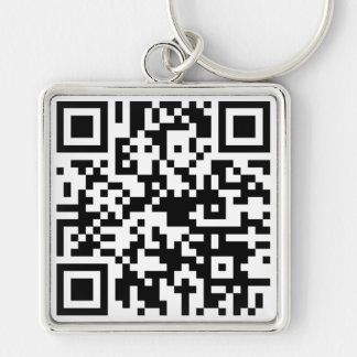 QR-KOD FYRKANTIG SILVERFÄRGAD NYCKELRING