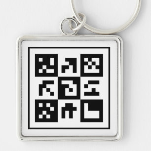 qr-kod fyrkantig silverfärgad nyckelring