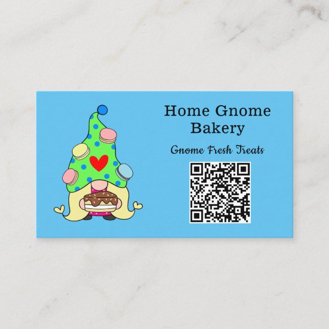 QR-kod Gnome Hometown Bakery Himlar Blue Visitkort (Framsida)