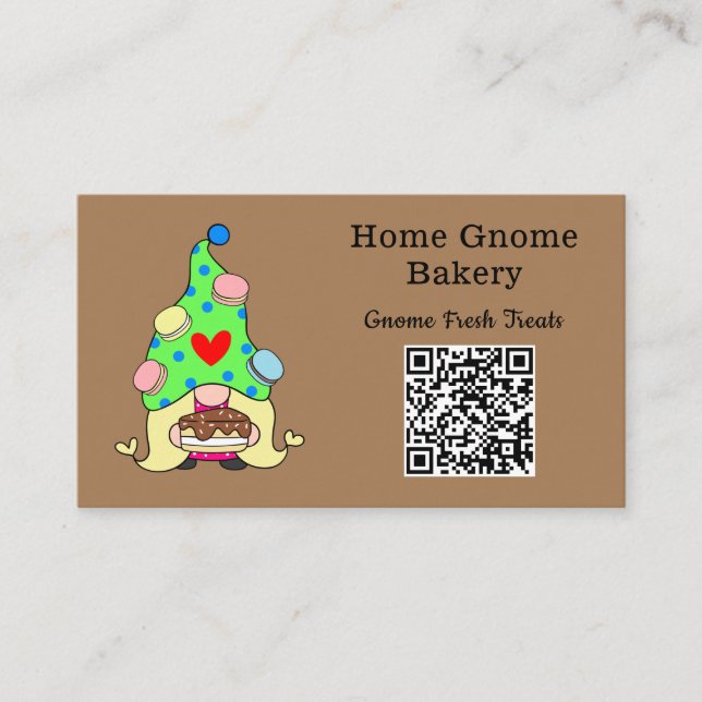 QR-kod Gnome Hometown Bakery Light Brown Visitkort (Framsida)