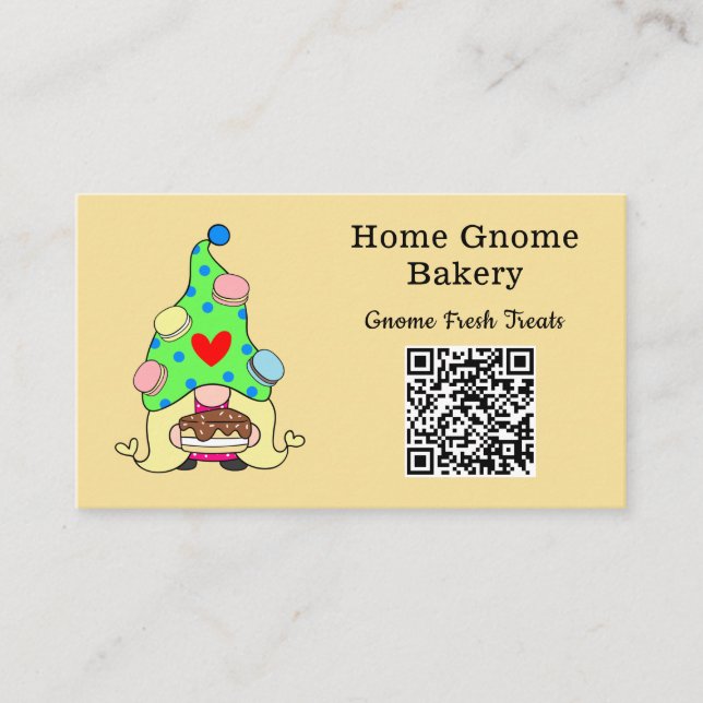 QR-kod Gnome Hometown Bakery Light Gult Visitkort (Framsida)