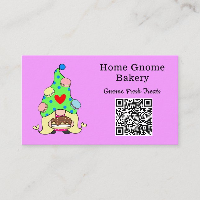QR-kod Gnome Hometown Bakery Light Lila Visitkort (Framsida)