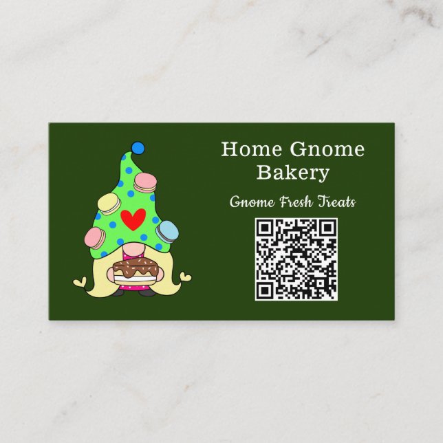 QR-kod Gnome Hometown Bakery Mörk grönt Visitkort (Framsida)