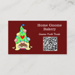 QR-kod Gnome Hometown Bakery Mörk Red Visitkort