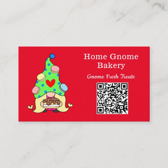 QR-kod Gnome Hometown Bakery Red Visitkort (Framsida)