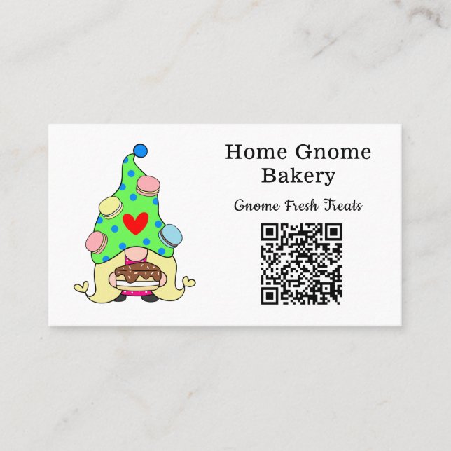 QR-kod Gnome Hometown Bakery White Visitkort (Framsida)