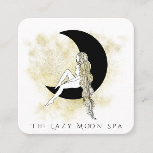*~* QR-kod GODDESS Woman på Måne-meditat Fyrkantigt Visitkort