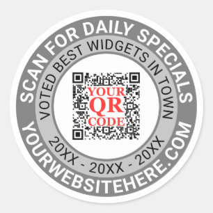 QR-kod Grått Business Marknadsföring Simple Promo Runt Klistermärke