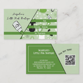 QR-kod Grön Feminim Mid-Century Salong II Visitkort