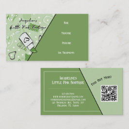 QR-kod Grön Feminim Mid-Century Salong III Visitkort