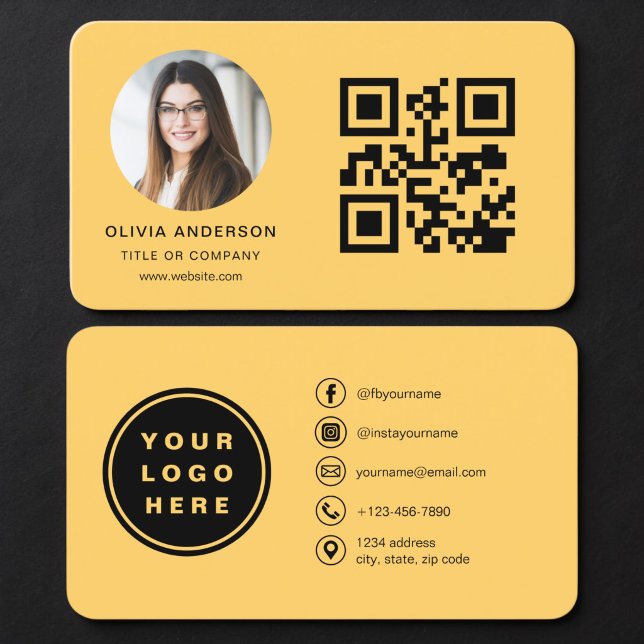 QR-kod Gul Foto Visitkort (Skapare uppladdad)