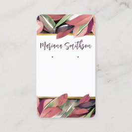 QR-kod Guld Pastel Foliage Earrings Visning Card Visitkort