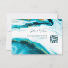 QR-kod | Guld Sea Turtles Turquise Beach Wedding OSA Kort