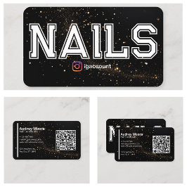 QR-kod Guld Svart Professionell Nageltekniker Visitkort