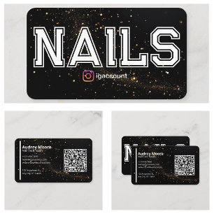 QR-kod Guld Svart Professionell Nageltekniker Visitkort