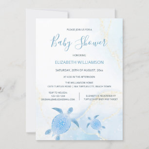 QR-kod Guldsköldpaddor Pojkbabyshower Inbjudningar