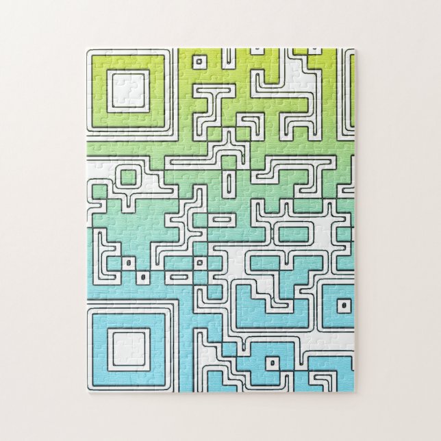 QR-kod - Gult Aqua Pussel (Vertikal)