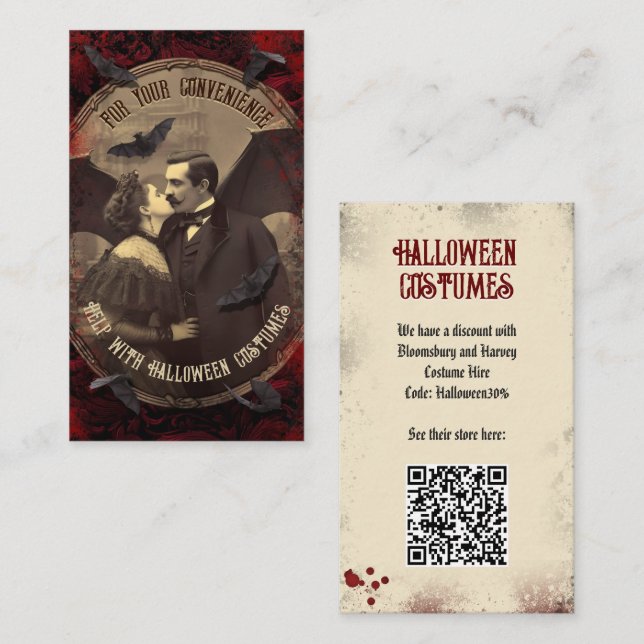QR-kod Halloween Costume webbplats Romantic Dracul Tilläggskort (Fram/baksida)
