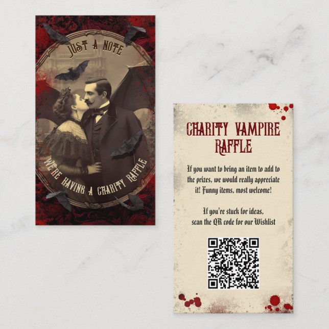QR-kod Halloween Raffle Gothic Romantic Vampire Tilläggskort (Fram/baksida)