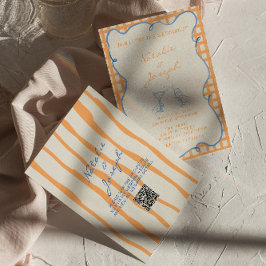 QR-kod Hand-målad vit vit färglös Bröllop Inbjudningar