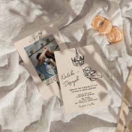 QR-kod Hand plockade, skriven cupid Photo Bröllop Inbjudningar