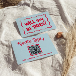 QR-kod Hand-skriftlig färgfull Retro Bright Bröllo OSA Kort