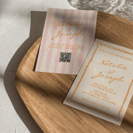 QR-kod Hand-skriven Streck Whimsical Bröllop Inbjudningar