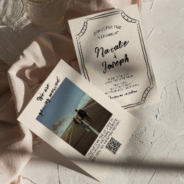 QR-kod Hand-skrivet skript Modern Photo Bröllop Inbjudningar