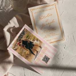 QR-kod Hand Streck Photo Bröllop Inbjudningar