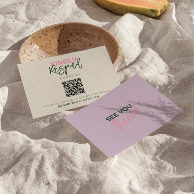 QR-kod, handskriven Whimsical Unique Bröllop OSA Kort (Skapare uppladdad)