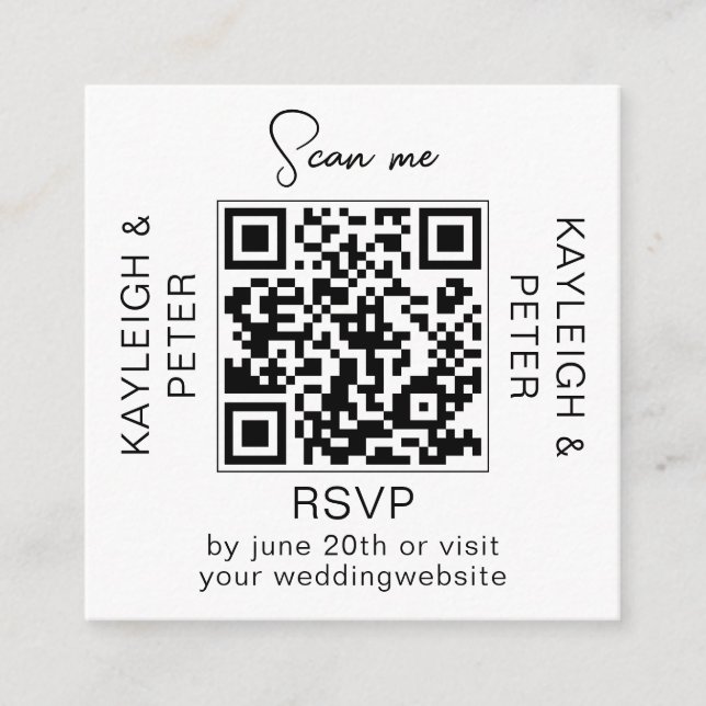 QR-kod handstil Bröllop RSVP-kort Tilläggskort (Framsida)