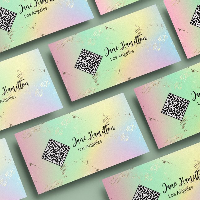 QR-kod Holografisk Abstrakt Visitkort (Skapare uppladdad)