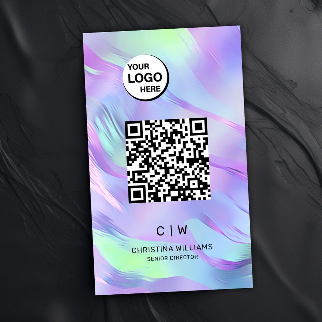 QR-kod Holografiskt monogram Visitkort (QR Code Holographic Monogram Business Card)