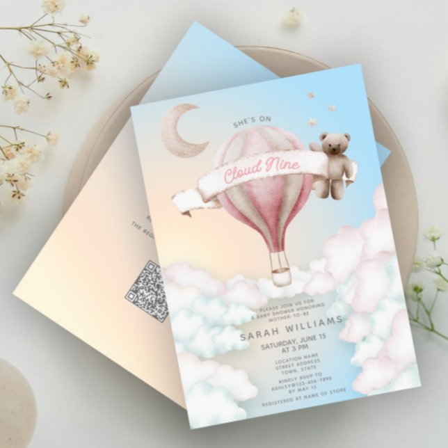 QR-kod Hon är på Cloud Nine Dreamy Baby Shower Inbjudningar (Skapare uppladdad)